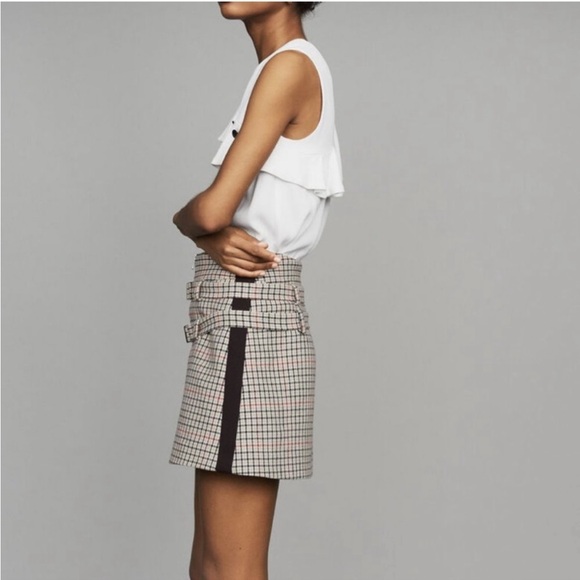 NWT Maje Lorena Asymmetric-Ruffle White Crepe Top w/ makeup marks at neckline - Picture 3 of 11